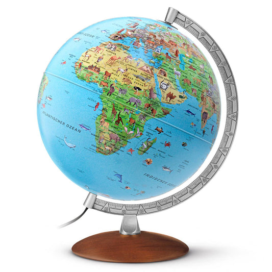 Räthgloben Kinder-Leuchtglobus, Doppelbild, 30cm D, 39cm H, mit Begleitheft